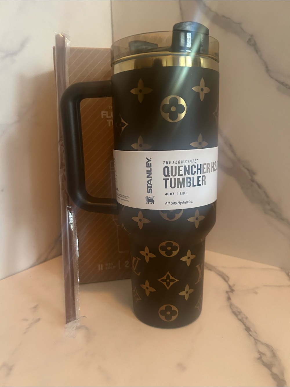 Stanley Brown and Gold Quencher 40oz H2.0 Tumbler with Handle